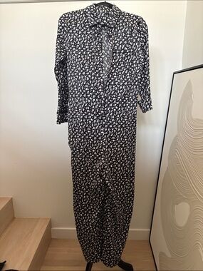 Something Navy Black and White Floral Jumpsuit